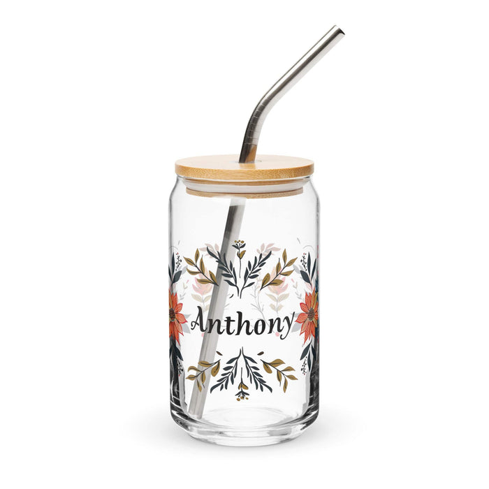 Anthony Exclusive Name Art Piece Can-Shaped Glass Home Office Work Mexican Spanish Pride Gift Cup One-Of-A-Kind Calligraphy Glass | A2 Mexicada 16 oz With Lid & Straw