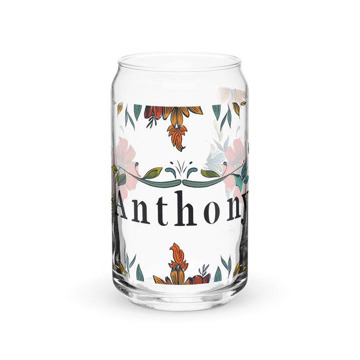 Anthony Exclusive Name Art Piece Can - Shaped Glass Home Office Work Mexican Spanish Pride Gift Cup One - Of - A - Kind Calligraphy Glass | A4 - Mexicada