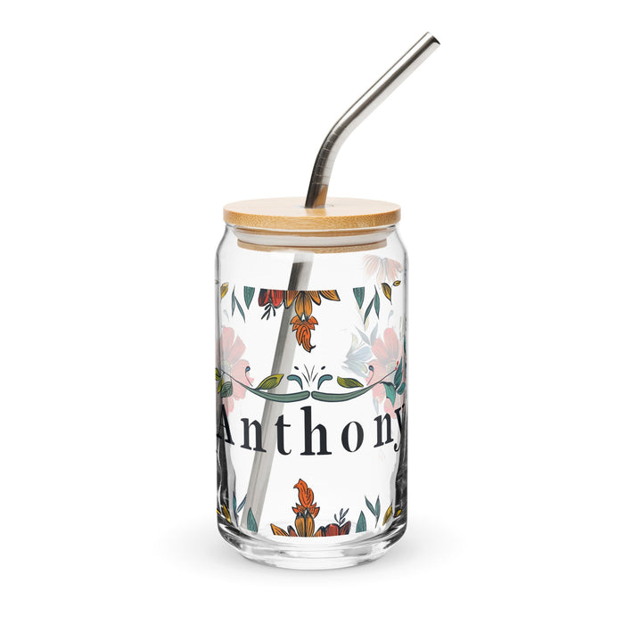 Anthony Exclusive Name Art Piece Can - Shaped Glass Home Office Work Mexican Spanish Pride Gift Cup One - Of - A - Kind Calligraphy Glass | A4 - Mexicada