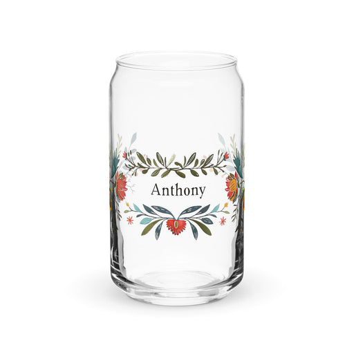 Anthony Exclusive Name Art Piece Can - Shaped Glass Home Office Work Mexican Spanish Pride Gift Cup One - Of - A - Kind Calligraphy Glass | A7 - Mexicada