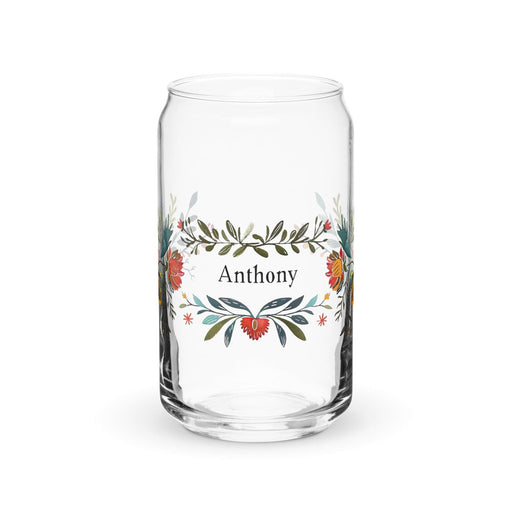 Anthony Exclusive Name Art Piece Can-Shaped Glass Home Office Work Mexican Spanish Pride Gift Cup One-Of-A-Kind Calligraphy Glass | A7 Mexicada 16 oz (No Lid No Straw)