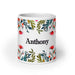 Anthony Exclusive Name Art Piece Home Office Work Coffee Mug Mexican Spanish Pride Gift Cup One - Of - A - Kind Calligraphy White Glossy Mug | A1 - Mexicada