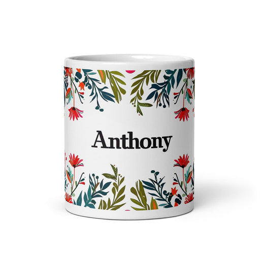 Anthony Exclusive Name Art Piece Home Office Work Coffee Mug Mexican Spanish Pride Gift Cup One-Of-A-Kind Calligraphy White Glossy Mug | A1 Mexicada