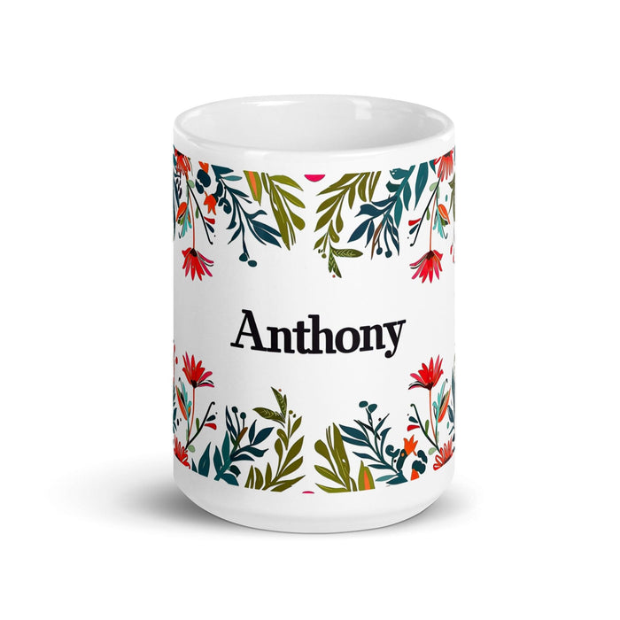 Anthony Exclusive Name Art Piece Home Office Work Coffee Mug Mexican Spanish Pride Gift Cup One-Of-A-Kind Calligraphy White Glossy Mug | A1 Mexicada