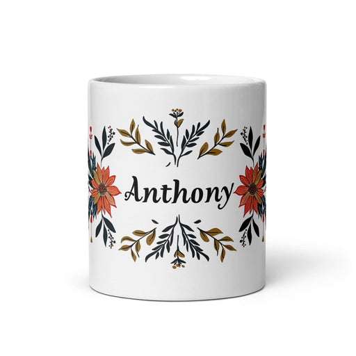 Anthony Exclusive Name Art Piece Home Office Work Coffee Mug Mexican Spanish Pride Gift Cup One-Of-A-Kind Calligraphy White Glossy Mug | A2 Mexicada