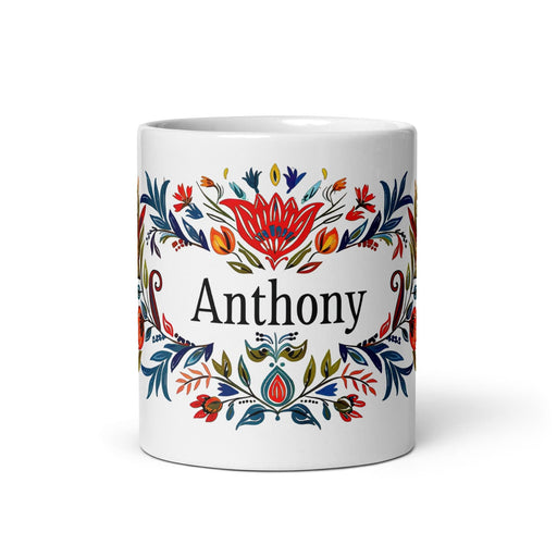 Anthony Exclusive Name Art Piece Home Office Work Coffee Mug Mexican Spanish Pride Gift Cup One-Of-A-Kind Calligraphy White Glossy Mug | A3 Mexicada