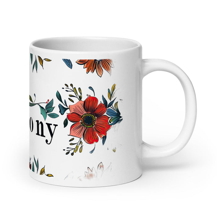 Anthony Exclusive Name Art Piece Home Office Work Coffee Mug Mexican Spanish Pride Gift Cup One - Of - A - Kind Calligraphy White Glossy Mug | A4 - Mexicada