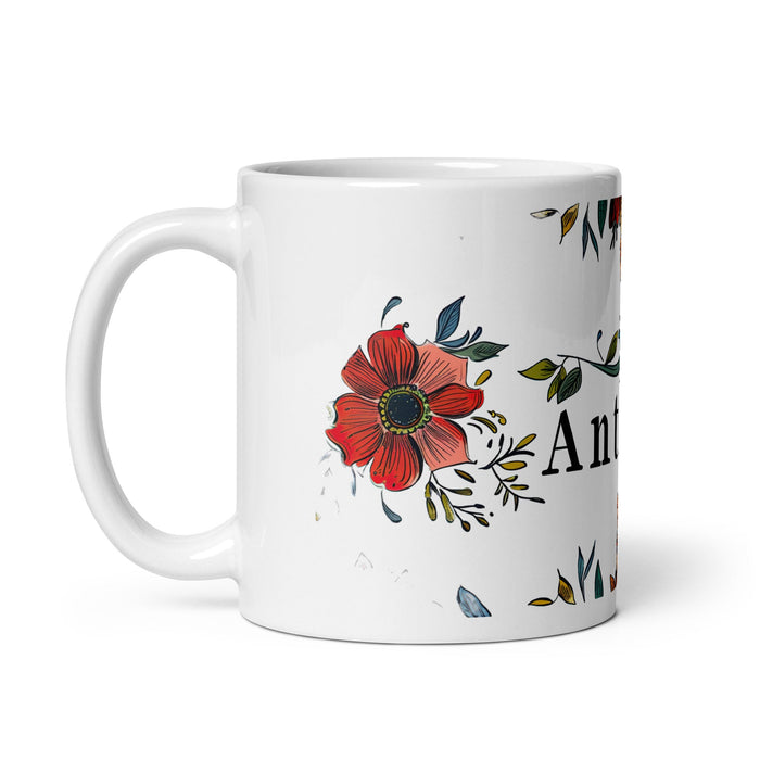 Anthony Exclusive Name Art Piece Home Office Work Coffee Mug Mexican Spanish Pride Gift Cup One - Of - A - Kind Calligraphy White Glossy Mug | A4 - Mexicada