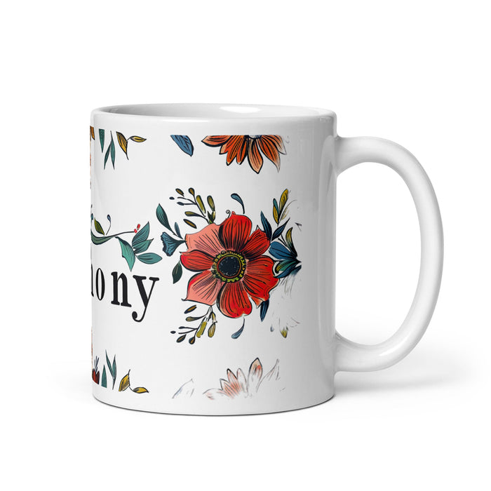 Anthony Exclusive Name Art Piece Home Office Work Coffee Mug Mexican Spanish Pride Gift Cup One - Of - A - Kind Calligraphy White Glossy Mug | A4 - Mexicada