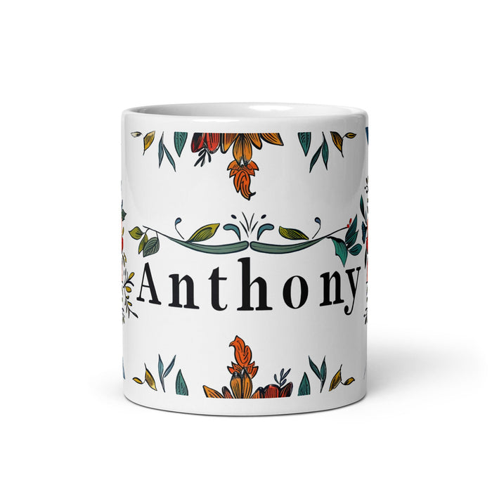 Anthony Exclusive Name Art Piece Home Office Work Coffee Mug Mexican Spanish Pride Gift Cup One - Of - A - Kind Calligraphy White Glossy Mug | A4 - Mexicada