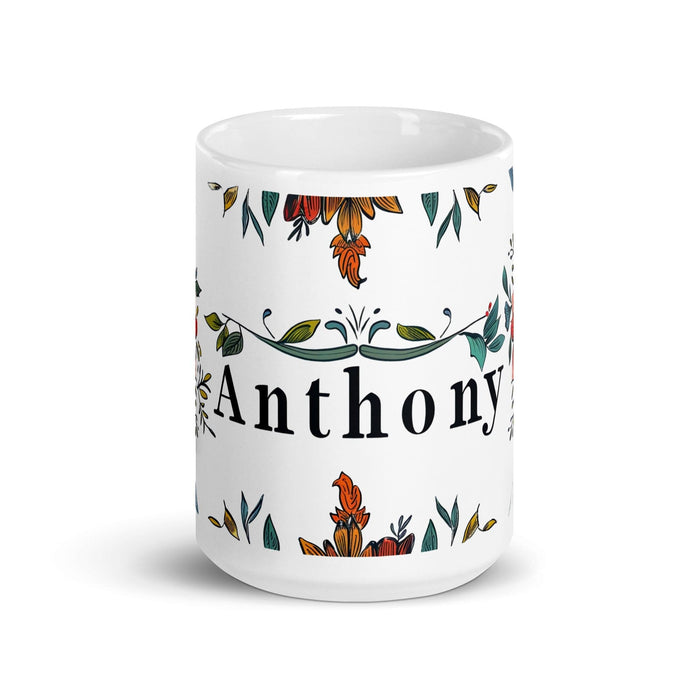 Anthony Exclusive Name Art Piece Home Office Work Coffee Mug Mexican Spanish Pride Gift Cup One-Of-A-Kind Calligraphy White Glossy Mug | A4 Mexicada