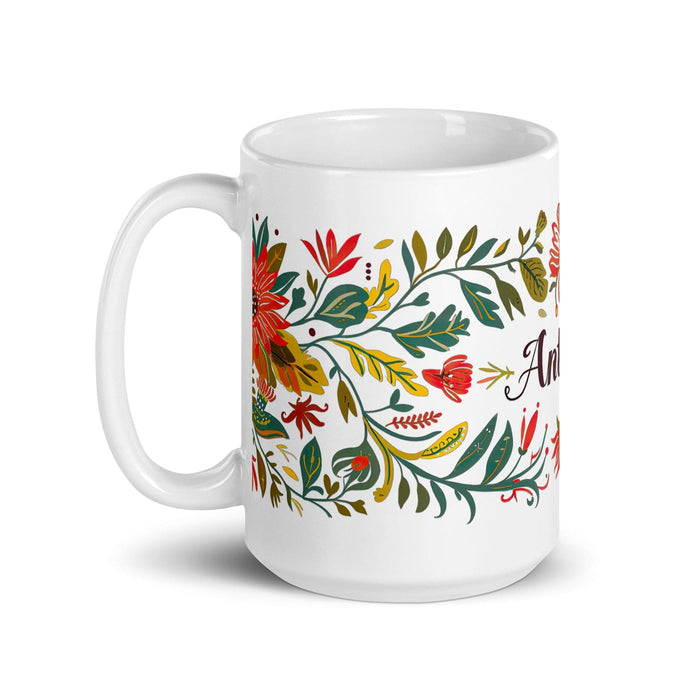 Anthony Exclusive Name Art Piece Home Office Work Coffee Mug Mexican Spanish Pride Gift Cup One-Of-A-Kind Calligraphy White Glossy Mug | A5 Mexicada