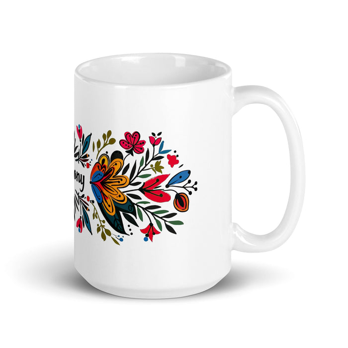 Anthony Exclusive Name Art Piece Home Office Work Coffee Mug Mexican Spanish Pride Gift Cup One - Of - A - Kind Calligraphy White Glossy Mug | A6 - Mexicada