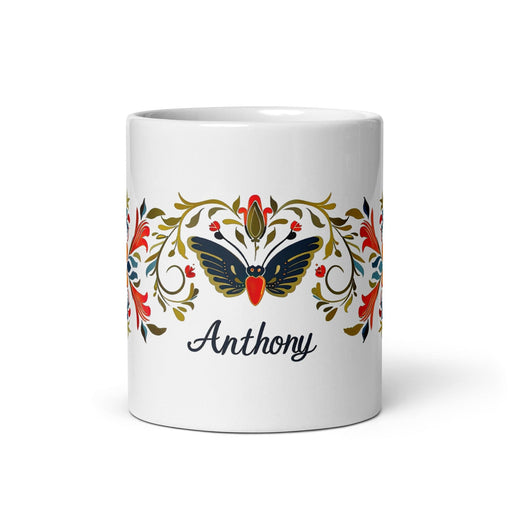 Anthony Exclusive Name Art Piece Home Office Work Coffee Mug Mexican Spanish Pride Gift Cup One-Of-A-Kind Calligraphy White Glossy Mug | A8 Mexicada