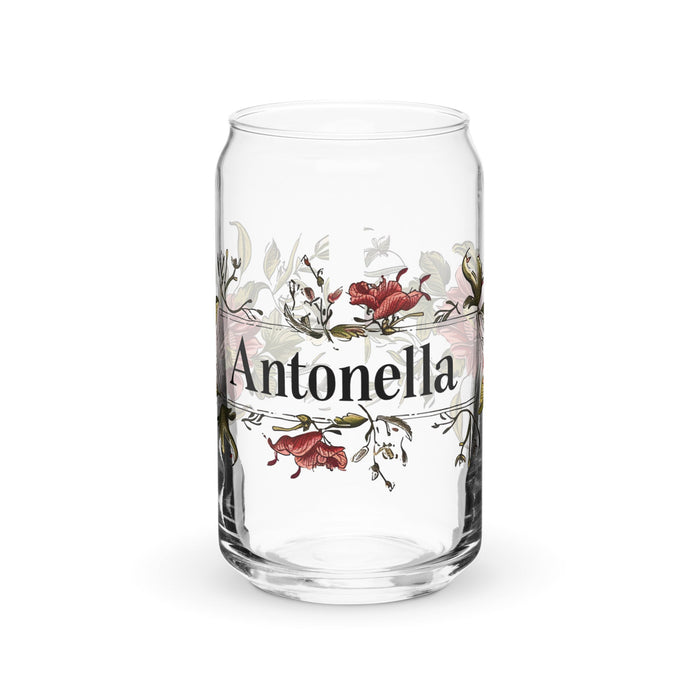 Antonella Exclusive Name Art Piece Can - Shaped Glass Home Office Work Mexican Spanish Pride Gift Cup One - Of - A - Kind Calligraphy Glass | A7 - Mexicada