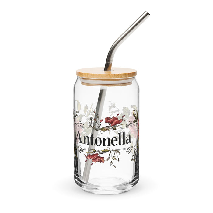 Antonella Exclusive Name Art Piece Can - Shaped Glass Home Office Work Mexican Spanish Pride Gift Cup One - Of - A - Kind Calligraphy Glass | A7 - Mexicada