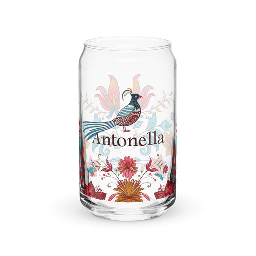 Antonella Exclusive Name Art Piece Can - Shaped Glass Home Office Work Mexican Spanish Pride Gift Cup One - Of - A - Kind Calligraphy Glass | A8 - Mexicada