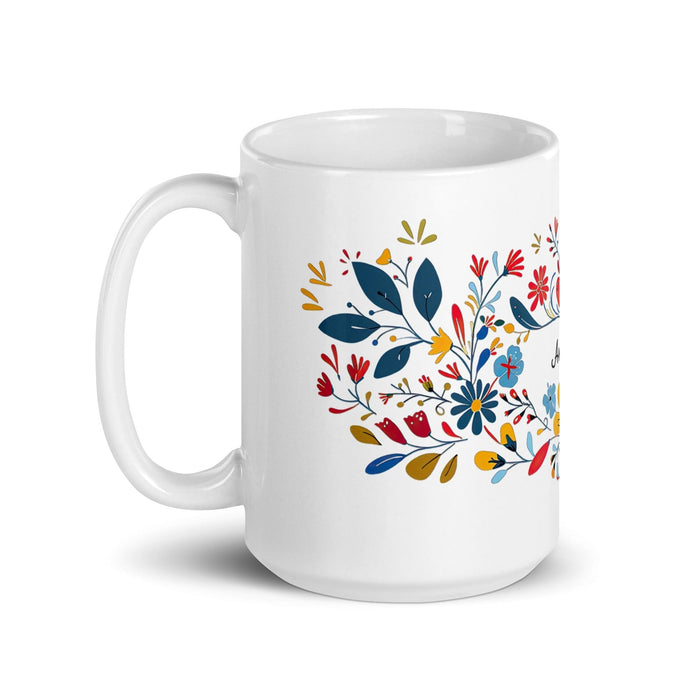 Antonella Exclusive Name Art Piece Home Office Work Coffee Mug Mexican Spanish Pride Gift Cup One-Of-A-Kind Calligraphy White Glossy Mug | A4 Mexicada