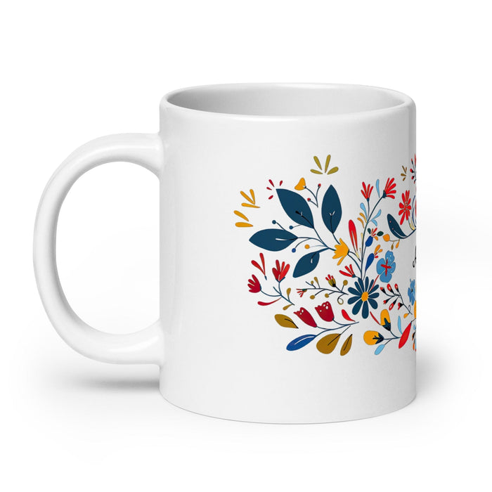 Antonella Exclusive Name Art Piece Home Office Work Coffee Mug Mexican Spanish Pride Gift Cup One-Of-A-Kind Calligraphy White Glossy Mug | A4 Mexicada