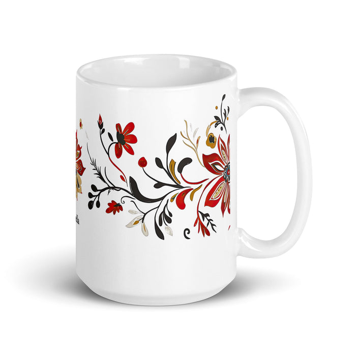 Antonella Exclusive Name Art Piece Home Office Work Coffee Mug Mexican Spanish Pride Gift Cup One - Of - A - Kind Calligraphy White Glossy Mug | A5 - Mexicada