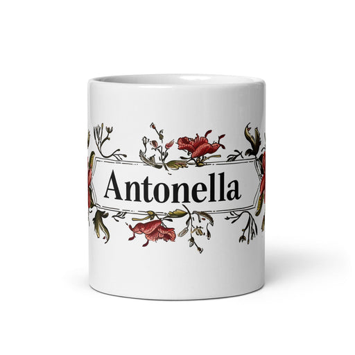 Antonella Exclusive Name Art Piece Home Office Work Coffee Mug Mexican Spanish Pride Gift Cup One-Of-A-Kind Calligraphy White Glossy Mug | A7 Mexicada