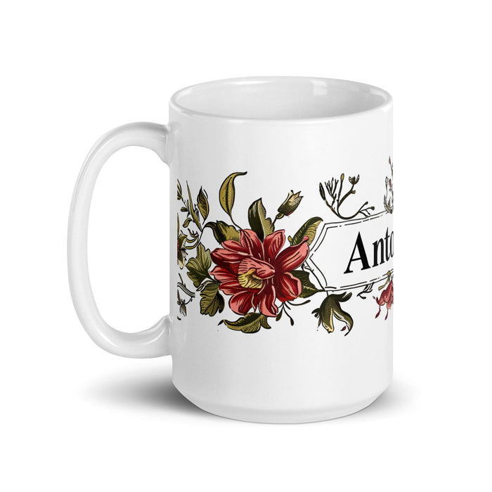 Antonella Exclusive Name Art Piece Home Office Work Coffee Mug Mexican Spanish Pride Gift Cup One-Of-A-Kind Calligraphy White Glossy Mug | A7 Mexicada