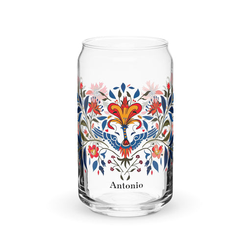 Antonio Exclusive Name Art Piece Can - Shaped Glass Home Office Work Mexican Spanish Pride Gift Cup One - Of - A - Kind Calligraphy Glass | A1 - Mexicada