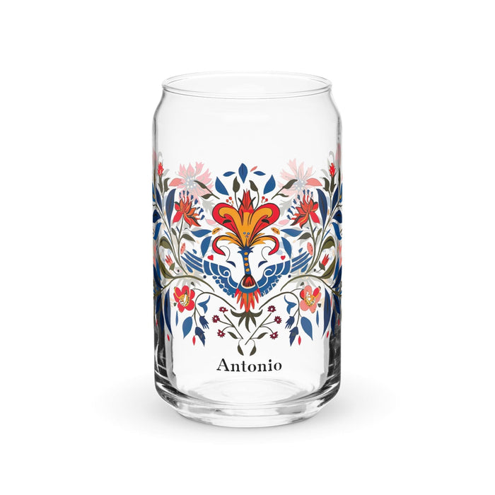 Antonio Exclusive Name Art Piece Can-Shaped Glass Home Office Work Mexican Spanish Pride Gift Cup One-Of-A-Kind Calligraphy Glass | A1 Mexicada 16 oz (No Lid No Straw)