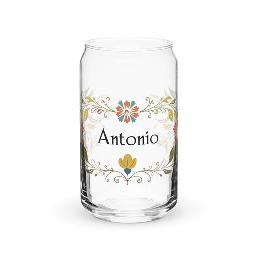 Antonio Exclusive Name Art Piece Can-Shaped Glass Home Office Work Mexican Spanish Pride Gift Cup One-Of-A-Kind Calligraphy Glass | A11 Mexicada 16 oz