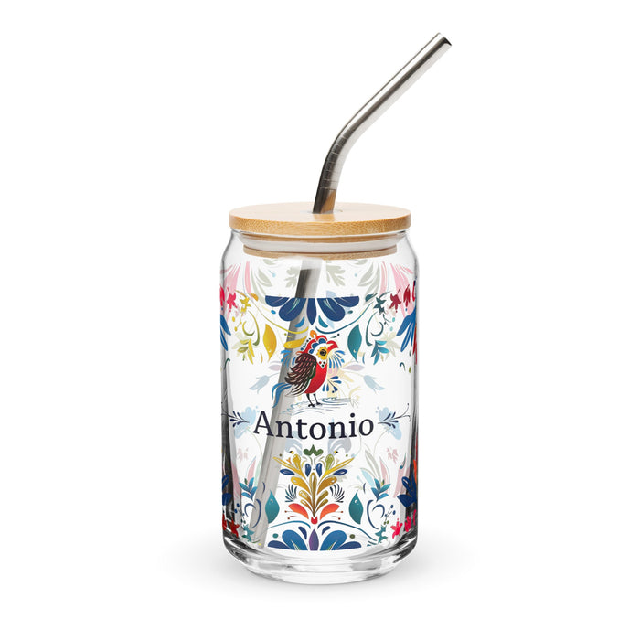 Antonio Exclusive Name Art Piece Can - Shaped Glass Home Office Work Mexican Spanish Pride Gift Cup One - Of - A - Kind Calligraphy Glass | A14 - Mexicada