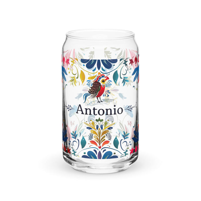 Antonio Exclusive Name Art Piece Can - Shaped Glass Home Office Work Mexican Spanish Pride Gift Cup One - Of - A - Kind Calligraphy Glass | A14 - Mexicada