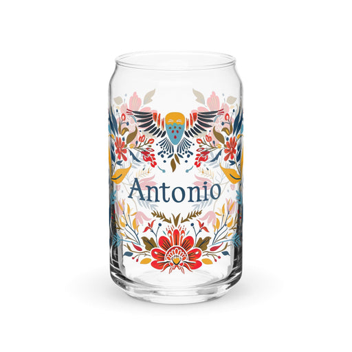 Antonio Exclusive Name Art Piece Can-Shaped Glass Home Office Work Mexican Spanish Pride Gift Cup One-Of-A-Kind Calligraphy Glass | A15 Mexicada 16 oz