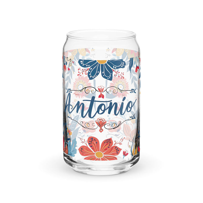 Antonio Exclusive Name Art Piece Can - Shaped Glass Home Office Work Mexican Spanish Pride Gift Cup One - Of - A - Kind Calligraphy Glass | A17 - Mexicada