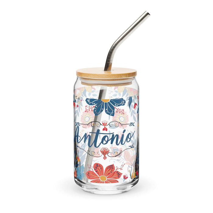 Antonio Exclusive Name Art Piece Can-Shaped Glass Home Office Work Mexican Spanish Pride Gift Cup One-Of-A-Kind Calligraphy Glass | A17 Mexicada 16 oz With Lid & Straw