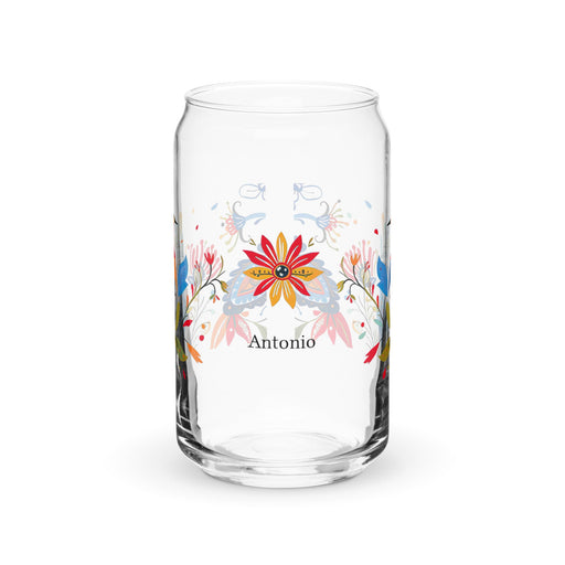 Antonio Exclusive Name Art Piece Can - Shaped Glass Home Office Work Mexican Spanish Pride Gift Cup One - Of - A - Kind Calligraphy Glass | A20 - Mexicada