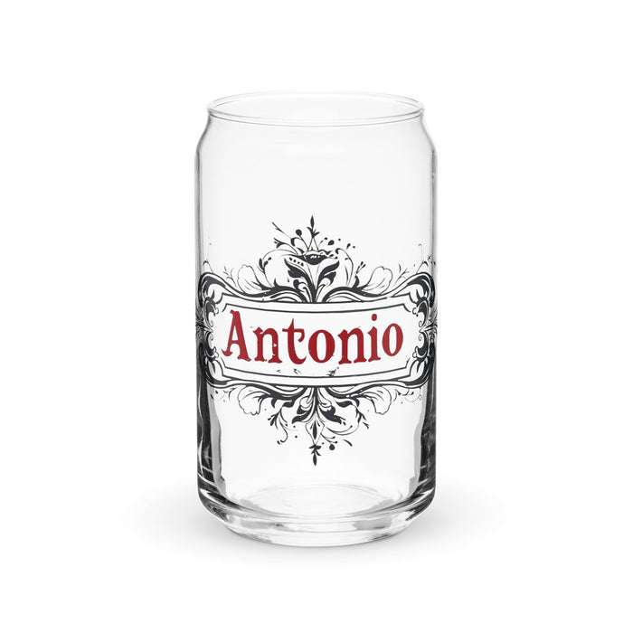 Antonio Exclusive Name Art Piece Can - Shaped Glass Home Office Work Mexican Spanish Pride Gift Cup One - Of - A - Kind Calligraphy Glass | A21 - Mexicada