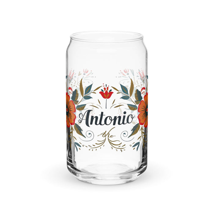 Antonio Exclusive Name Art Piece Can - Shaped Glass Home Office Work Mexican Spanish Pride Gift Cup One - Of - A - Kind Calligraphy Glass | A25 - Mexicada