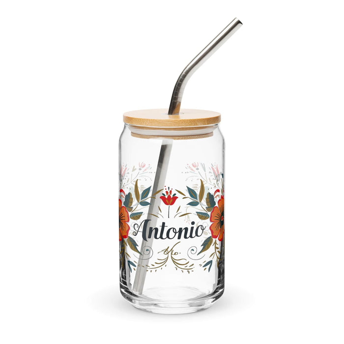 Antonio Exclusive Name Art Piece Can-Shaped Glass Home Office Work Mexican Spanish Pride Gift Cup One-Of-A-Kind Calligraphy Glass | A25 Mexicada 16 oz With Lid & Straw