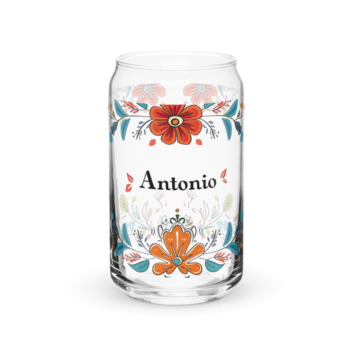 Antonio Exclusive Name Art Piece Can-Shaped Glass Home Office Work Mexican Spanish Pride Gift Cup One-Of-A-Kind Calligraphy Glass | A3 Mexicada 16 oz (No Lid No Straw)