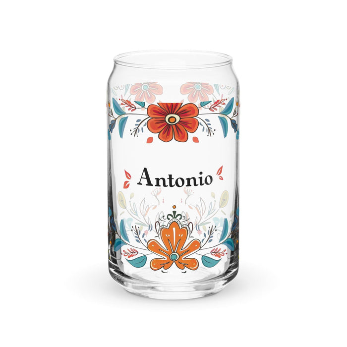 Antonio Exclusive Name Art Piece Can-Shaped Glass Home Office Work Mexican Spanish Pride Gift Cup One-Of-A-Kind Calligraphy Glass | A3 Mexicada 16 oz (No Lid No Straw)