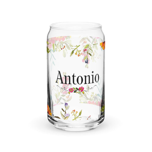 Antonio Exclusive Name Art Piece Can - Shaped Glass Home Office Work Mexican Spanish Pride Gift Cup One - Of - A - Kind Calligraphy Glass | A4 - Mexicada