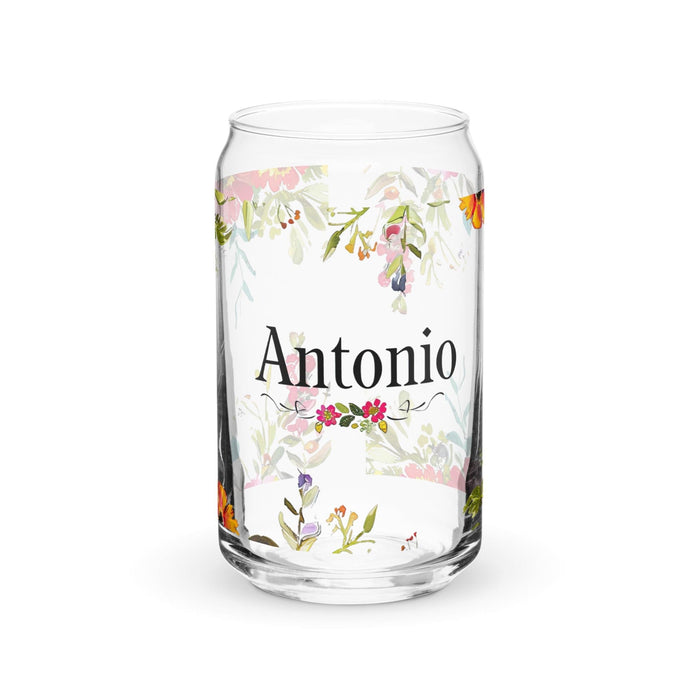 Antonio Exclusive Name Art Piece Can-Shaped Glass Home Office Work Mexican Spanish Pride Gift Cup One-Of-A-Kind Calligraphy Glass | A4 Mexicada 16 oz (No Lid No Straw)