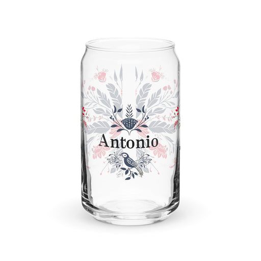 Antonio Exclusive Name Art Piece Can - Shaped Glass Home Office Work Mexican Spanish Pride Gift Cup One - Of - A - Kind Calligraphy Glass | A5 - Mexicada