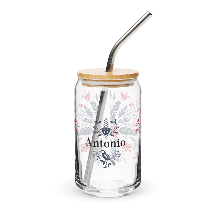 Antonio Exclusive Name Art Piece Can - Shaped Glass Home Office Work Mexican Spanish Pride Gift Cup One - Of - A - Kind Calligraphy Glass | A5 - Mexicada