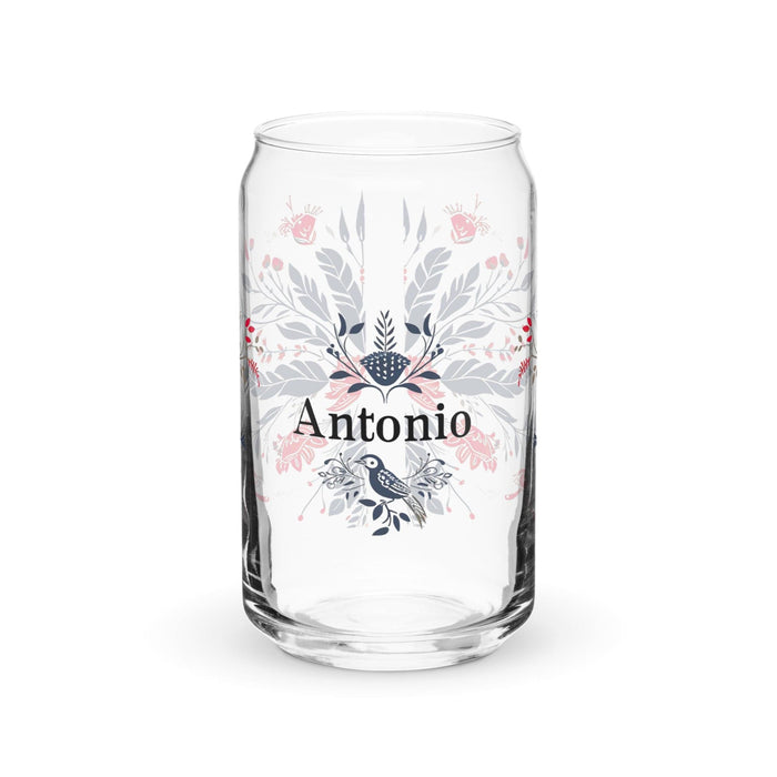 Antonio Exclusive Name Art Piece Can-Shaped Glass Home Office Work Mexican Spanish Pride Gift Cup One-Of-A-Kind Calligraphy Glass | A5 Mexicada 16 oz