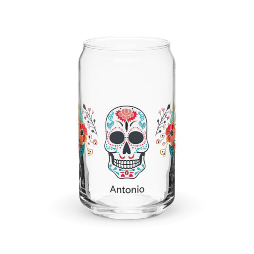 Antonio Exclusive Name Art Piece Can-Shaped Glass Home Office Work Mexican Spanish Pride Gift Cup One-Of-A-Kind Calligraphy Glass | A6 Mexicada 16 oz