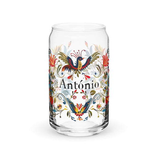 Antonio Exclusive Name Art Piece Can-Shaped Glass Home Office Work Mexican Spanish Pride Gift Cup One-Of-A-Kind Calligraphy Glass | A8 Mexicada 16 oz