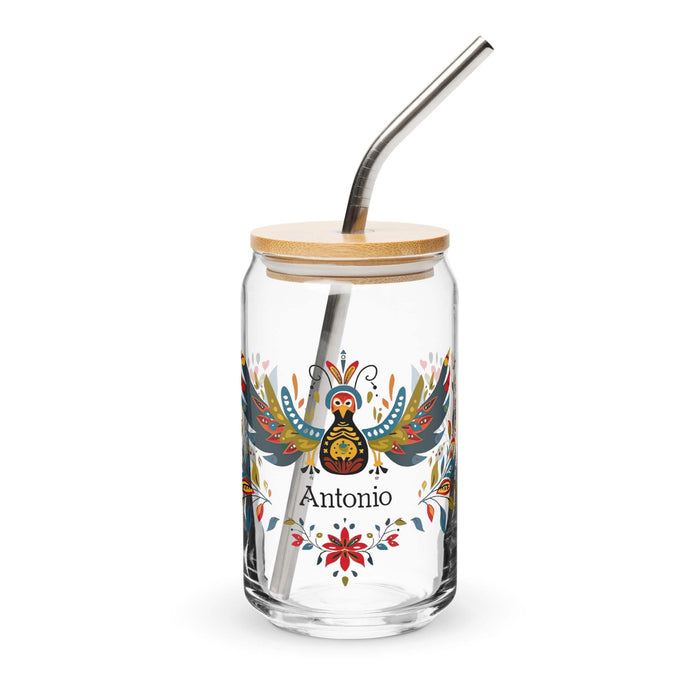 Antonio Exclusive Name Art Piece Can-Shaped Glass Home Office Work Mexican Spanish Pride Gift Cup One-Of-A-Kind Calligraphy Glass | A9 Mexicada 16 oz With Lid & Straw