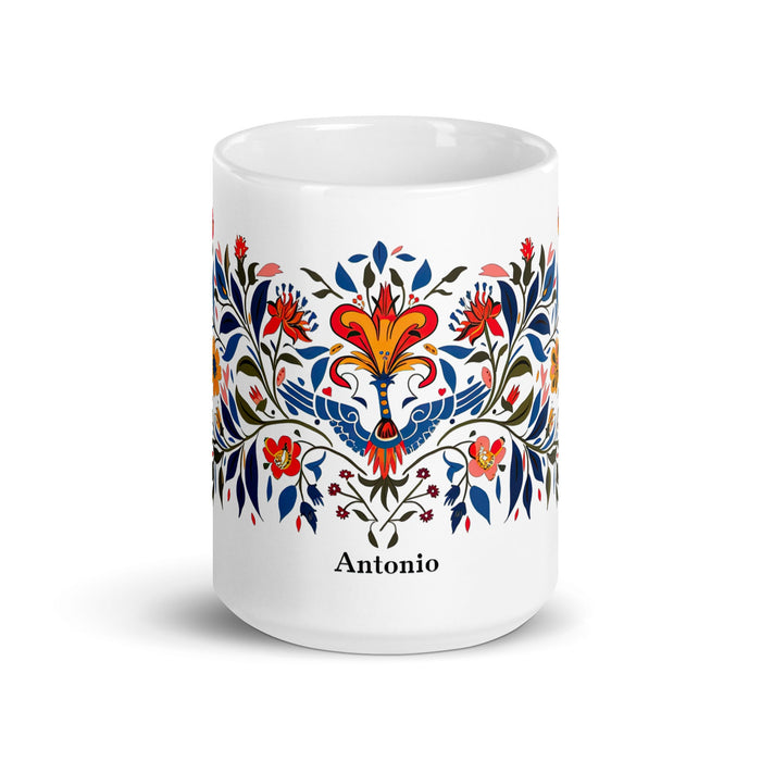 Antonio Exclusive Name Art Piece Home Office Work Coffee Mug Mexican Spanish Pride Gift Cup One - Of - A - Kind Calligraphy White Glossy Mug | A1 - Mexicada