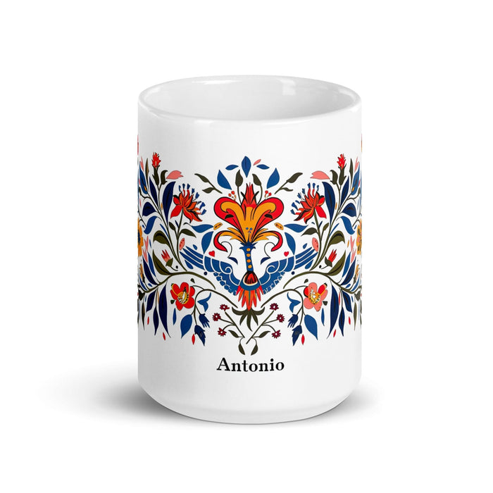 Antonio Exclusive Name Art Piece Home Office Work Coffee Mug Mexican Spanish Pride Gift Cup One-Of-A-Kind Calligraphy White Glossy Mug | A1 Mexicada